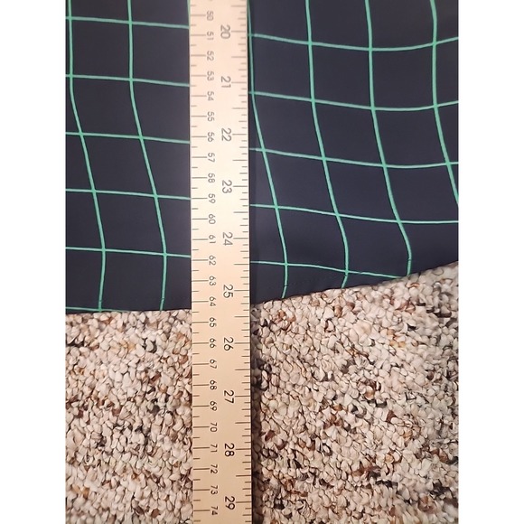 J Crew Shirt Women's L Navy Green Poly Check Long Sleeve Button Up - Picture 6 of 7